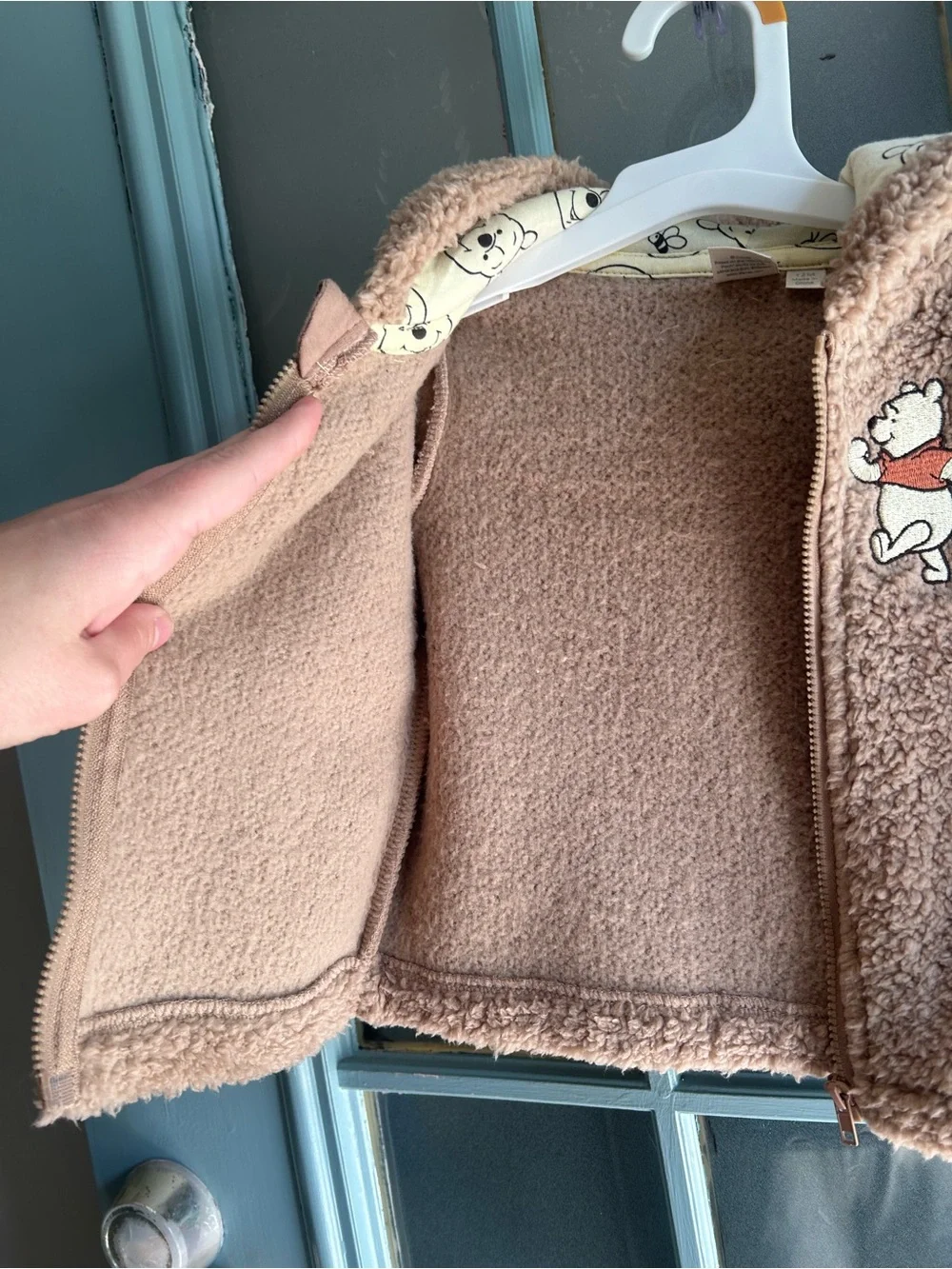 Disney Baby Winnie the Pooh Hooded Jacket Sherpa Zip Up Sweatshirt Teddy Tan 12M